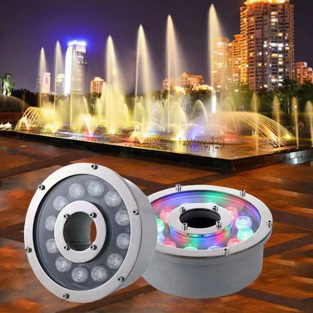 12W colorful underwater light outdoor LED pool lighting square fountain waterproof project landscape pool spotlights
