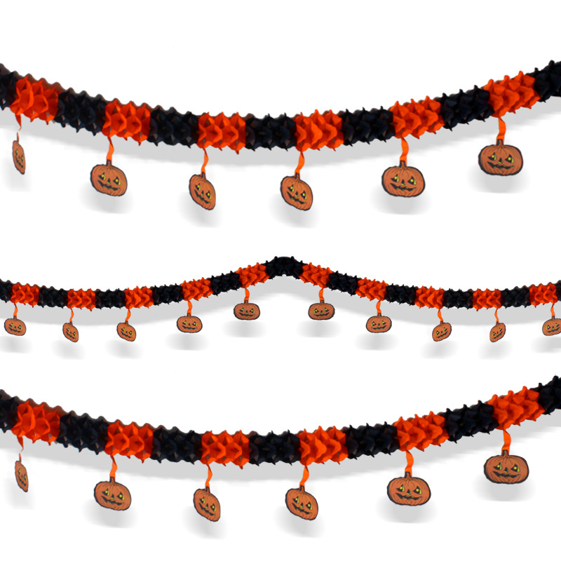Paper Honeycomb Halloween Pumpkin Garland