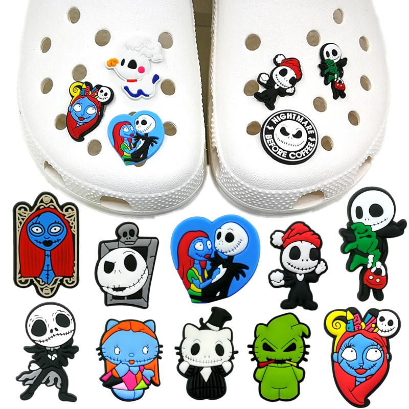 Оптовая продажа, Хэллоуин, серия croc clog 2D, аксессуары для обуви из мягкого ПВХ, пряжки для обуви, Очаровательное украшение для детской садовой обуви