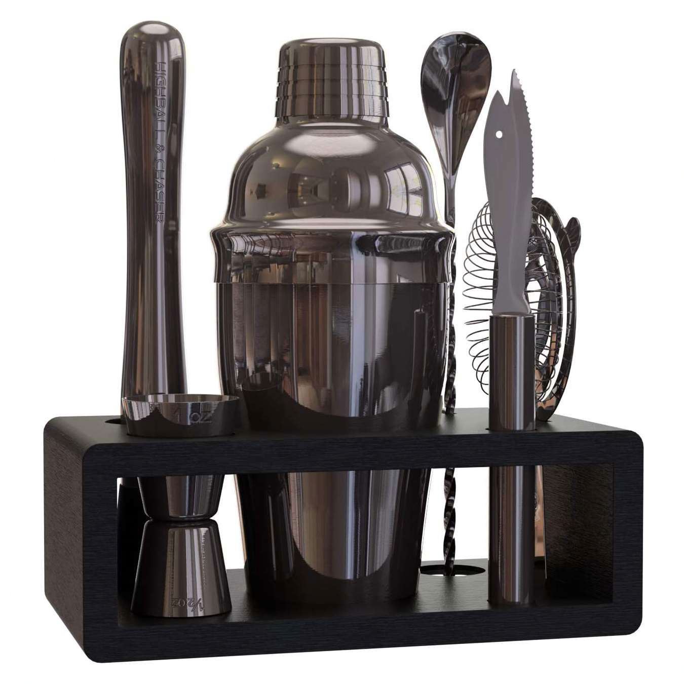 Round Bamboo Wood Display Stand For Home Bartender Kit Bar Set