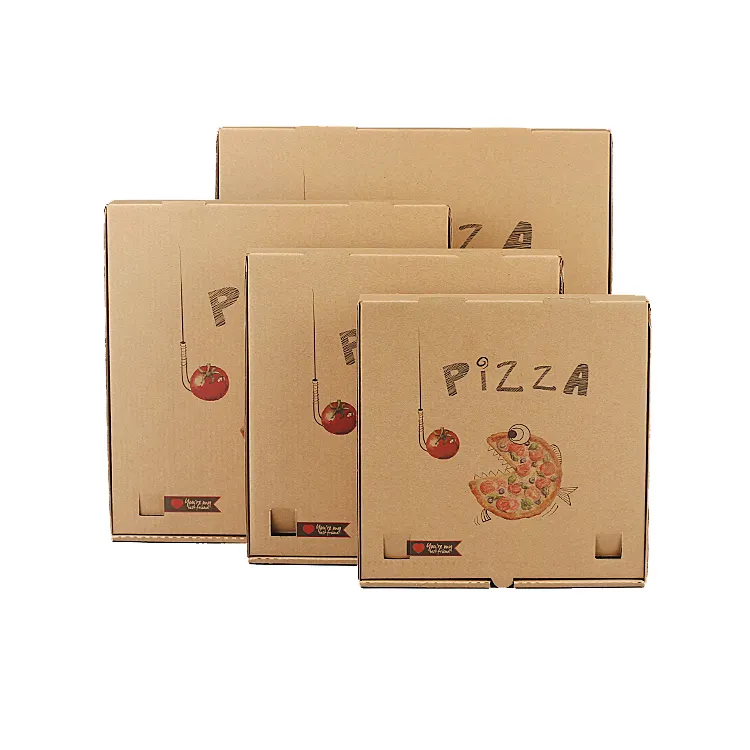 Cheap corrugated packaging pizza custom printed takeaway brown pizza box