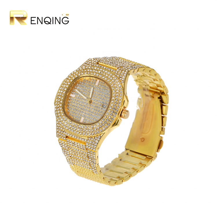 Ice out hip hop watch rock rap full bling bling street watch brand luxury Quartz iced out shiny watch