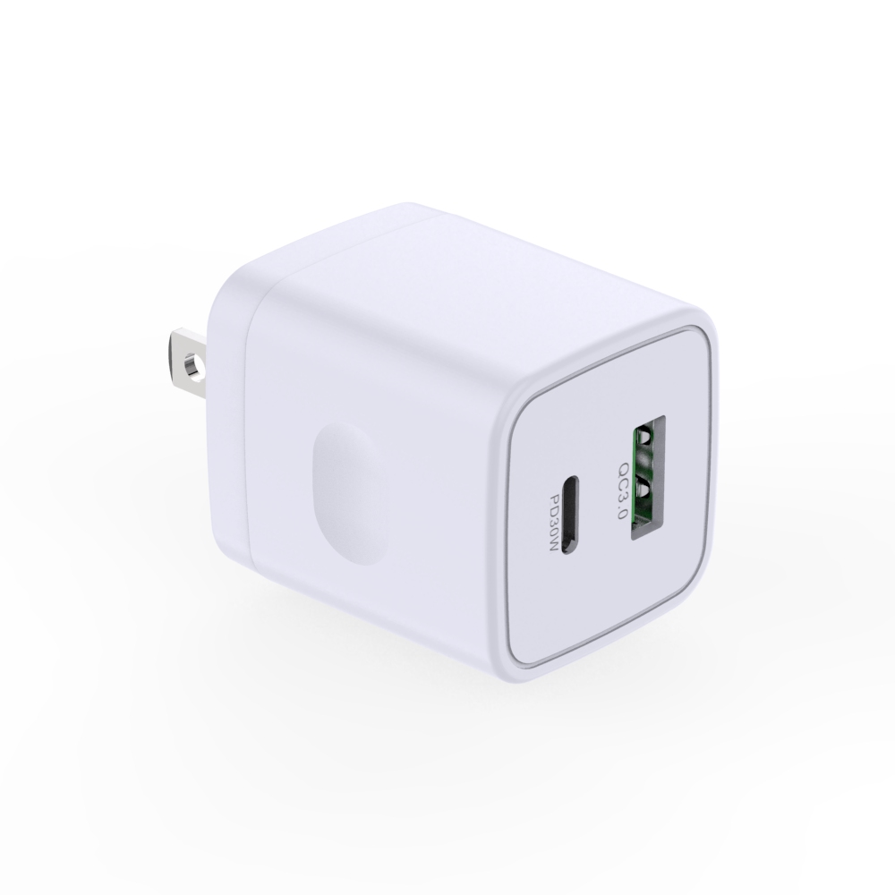 Wholesale home mobile phone charger dual power adapter fast charger usb-c PD 30W GaN charger for apple and Android