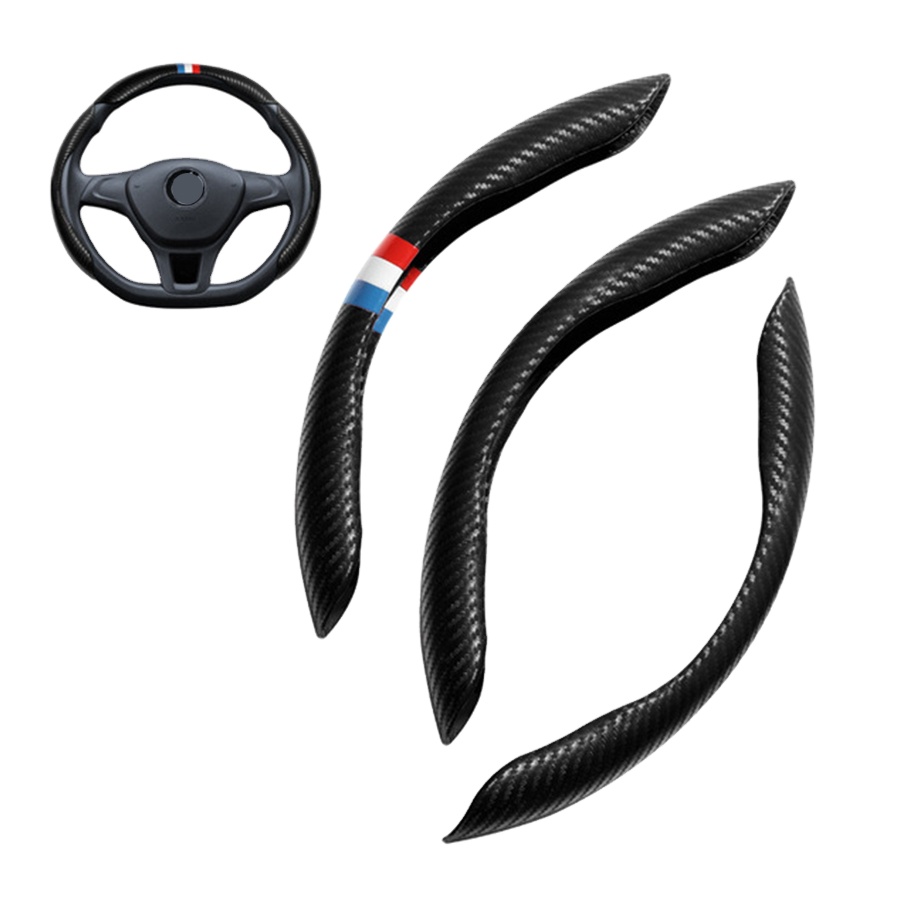 High Quality 3PCS Luxury Anti Slip Soft Breathable Suede Microfiber Leather Car SUV Steering Wheel Decoration Protective Cover