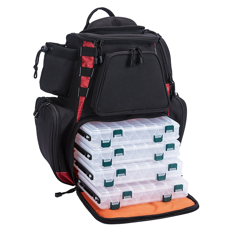 Oxford waterproof fishing tackle backpack with 4 layers fishing tackle and accessories storage bag