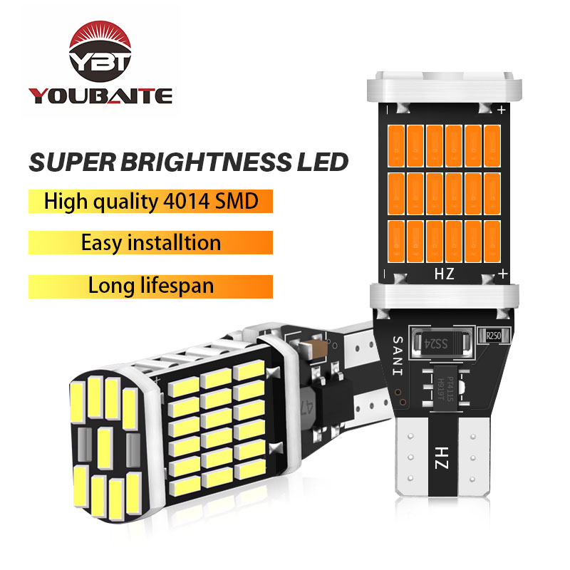 hot sale t15 led light w16w 4014 45smd Reversing lights 12V-24V white red amber canbus bulb for car led t15