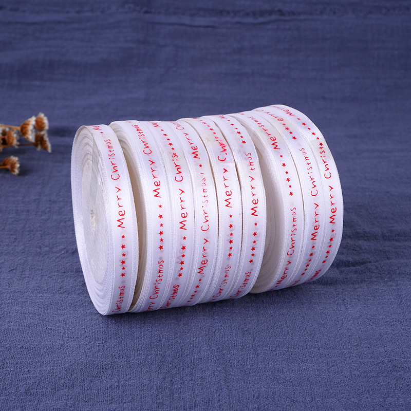 1 cm logo ribbon order Christmas printed satin ribbon