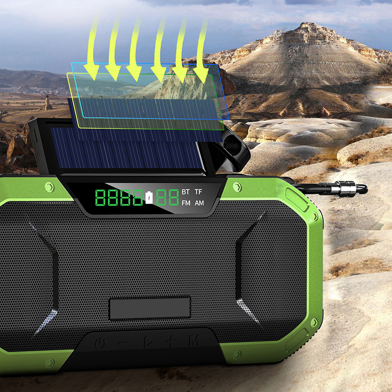 Многофункциональная рукоятка радио Bluetooth динамик Встроенный зарядкой от панели солнечной батареи и 5000mAh батарея отлично подходит для путешествий