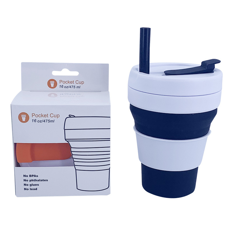 0132 Creative Platinum Silicone Folding Cup Travel Portable Retractable Water Cup Activity Gift Pocket Coffee Kettle