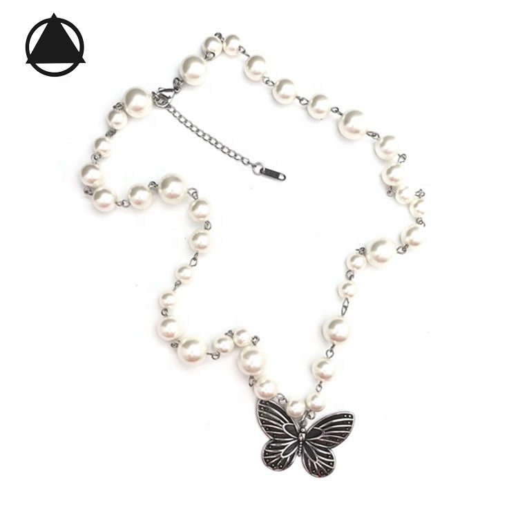 CZ Butterfly pearl necklace 316l Bracelet chain Small beads bracelet