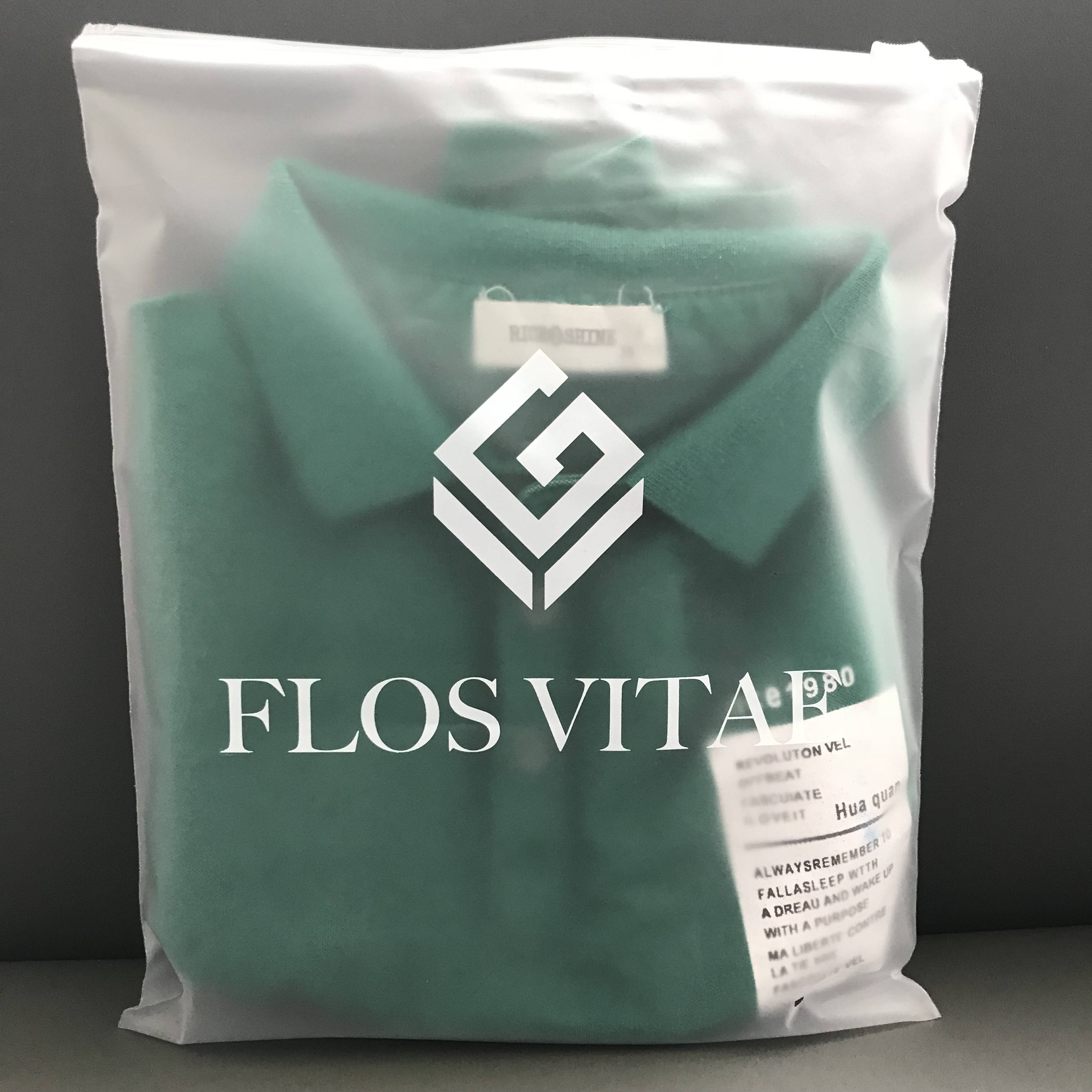 Eco friendly custom factory price with your logo t shirt packaging frosted zip lock plastic bags for clothes