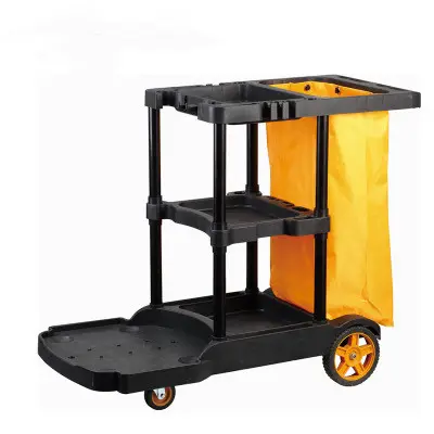 High Quality Low price Plastic Mobile Utility Cart workshop trolley Cleaning trolley janitor cart