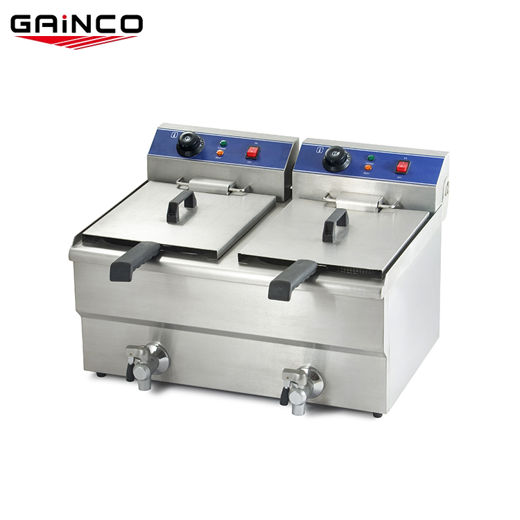 Gainco Коммерческая Бытовая 16л двойные танки промышленные Коммерческие 5 кВт электрическая фритюрница