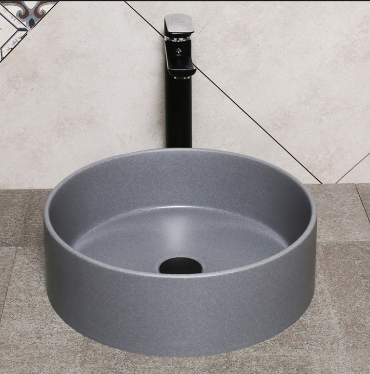 Gray Solid Surface Bathroom Sink Stone artifical WashBasin