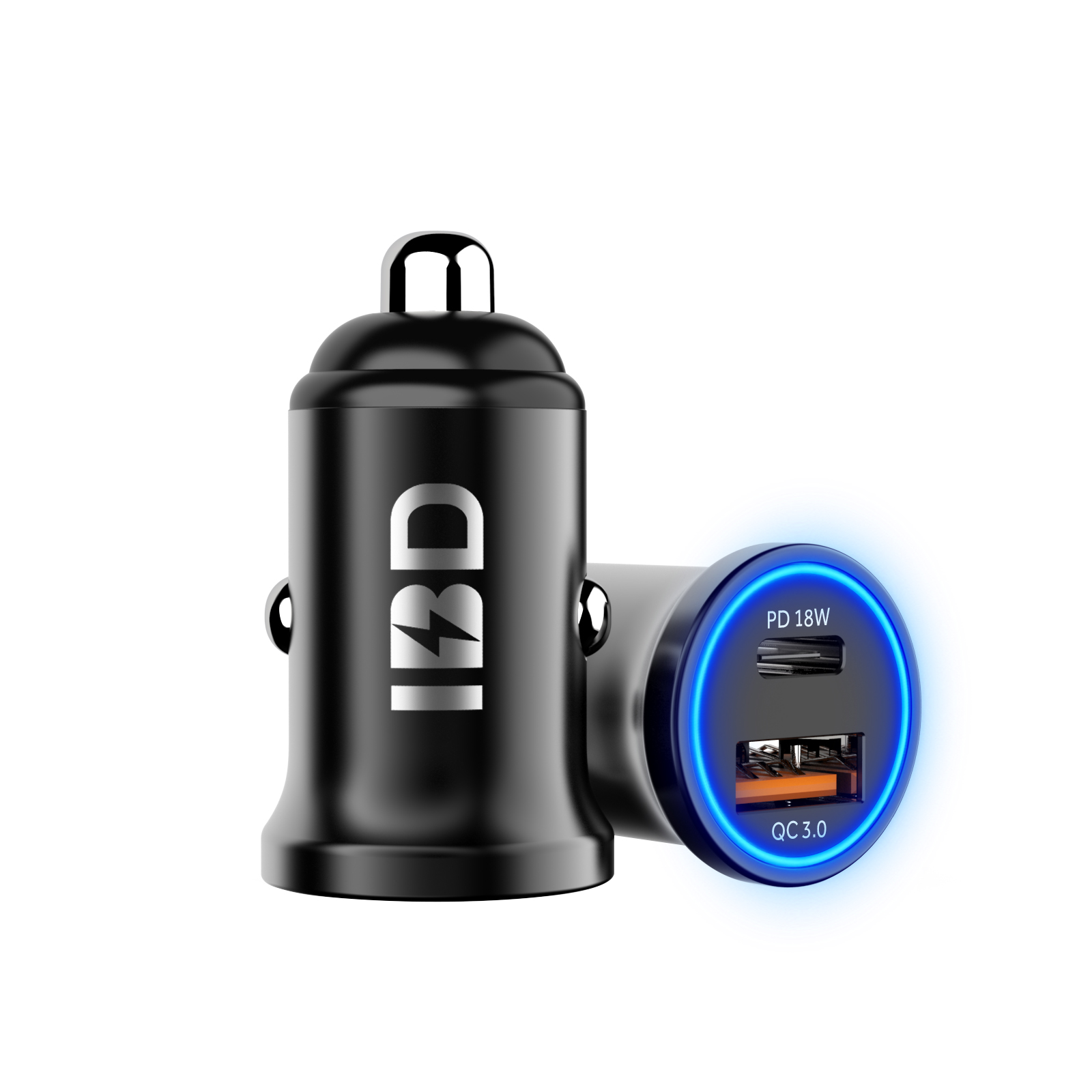 Оптовая продажа, автомобильное зарядное устройство IBD pd qc qc3.0 mini qual comm 30, металлическое автомобильное зарядное устройство с быстрой зарядкой qc 30