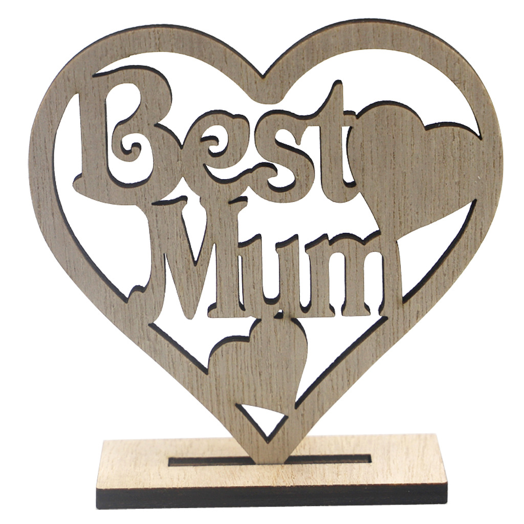 Customized happy mother's day love hollow letters cutting craft wooden gift ornaments