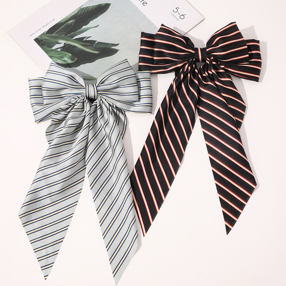 large barrette Fashion strip Bow Hair Barrettes Stain Ribbon Boutique Handmade Craft Bow knot Hair Clips for Party Girl Hairpins