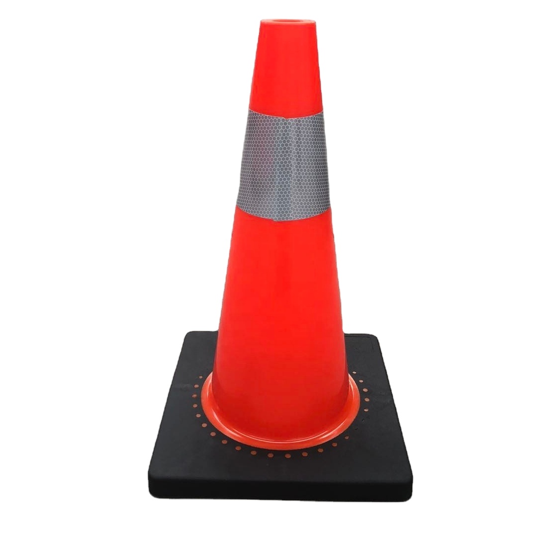 450mm america standard flexible pvc cones black base road caution cones collapsible traffic cone