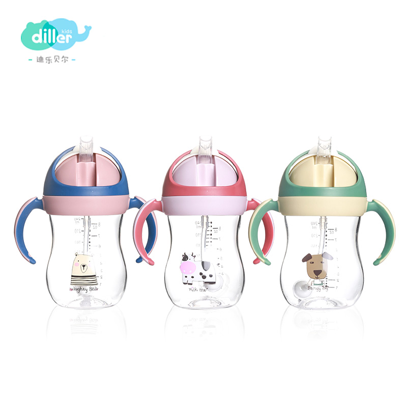 custom logo cute hot sale bpa free plastic kids water bottle with straw