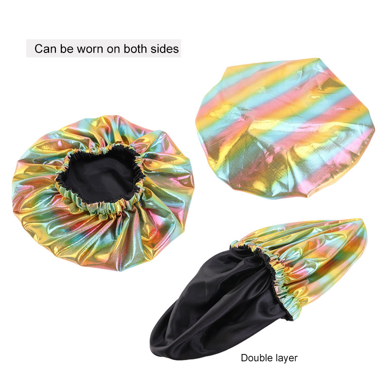 Luxury Double Layer Lace Bonnet Elastic Band Silk Bonnet Hair Bonnet Satin In Stock