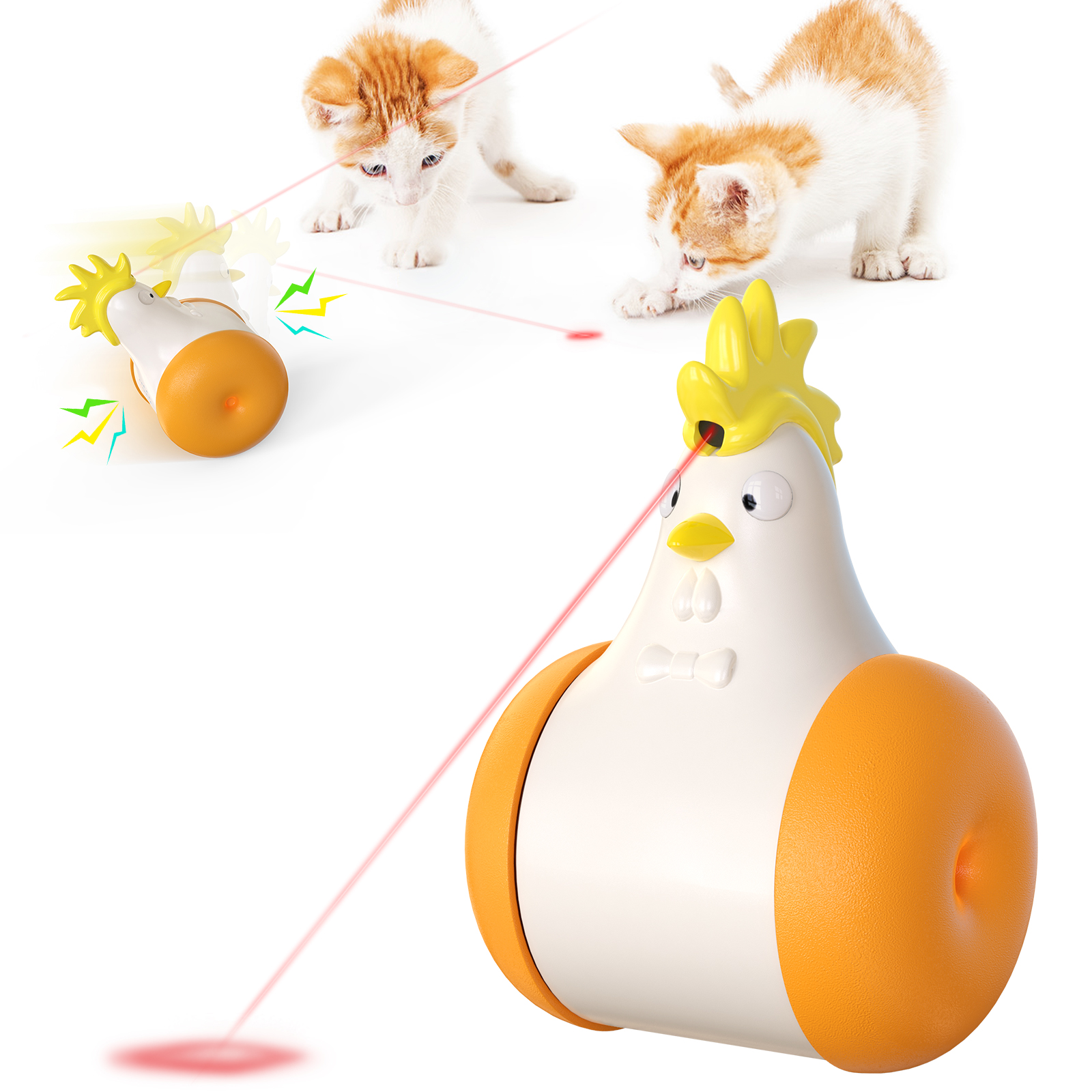 Amazon hot sale cat toys chicken rooster shape red laser toy multifunctional electric cat toy