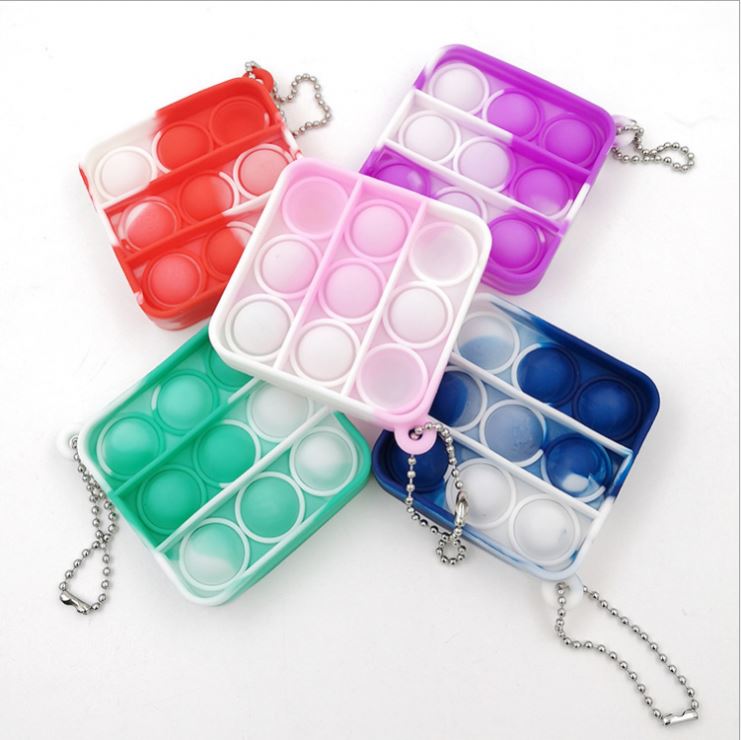 2021 wholesale Square Shape Fidget Push Popping Bubble Fidget Sensory Toy Popping Keychain
