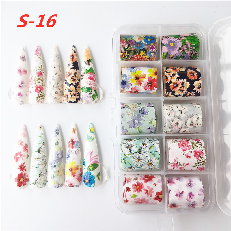 2020 фабрики Лидер продаж цветок ногтя фольги для Nail art Наклейки для нейл-арта украшения S-16 2,5*100 см