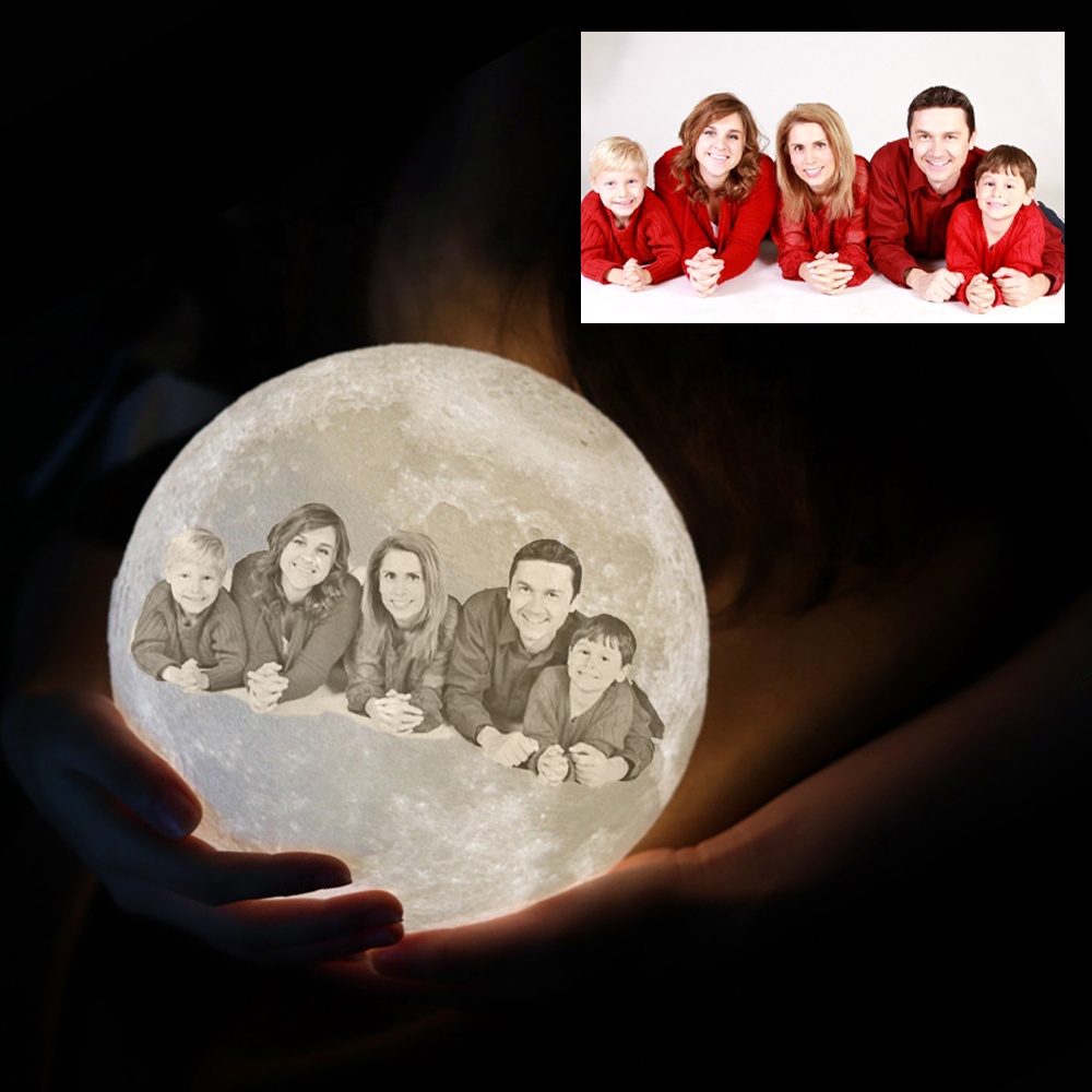 Free Photo Custom Personality 3D Photo Print Rechargeable Moon Lamp LED Night Light Touch Switch Moon Light For Picture