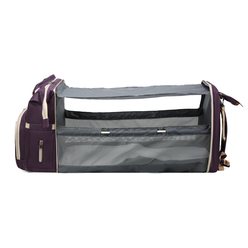 New multifunctional portable folding crib baby diaper bags expandable baby bed solid oxford backpack diaper bag