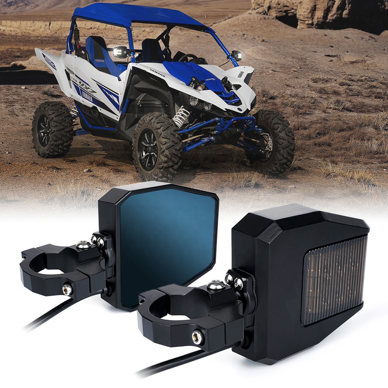 Лидер продаж, поперечное боковое зеркало заднего вида UTV со светодиодной подсветкой, антибликовое синее зеркало для Can-Am X3 Polaris RZR XP 100 YAMAHA