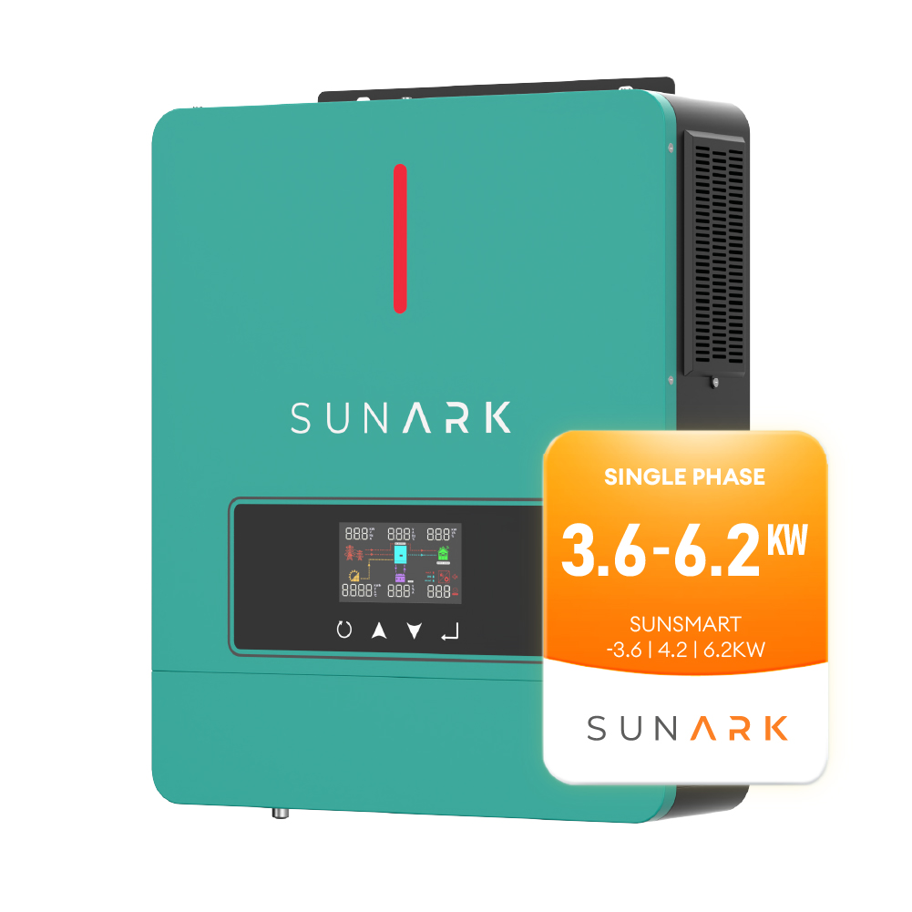 Sunark Hybrid Solar Inverter 220V Pure Sine Wave 3.6Kva 4.2Kva 6.2Kva Single Phase Off Grid Inverter Solar Power