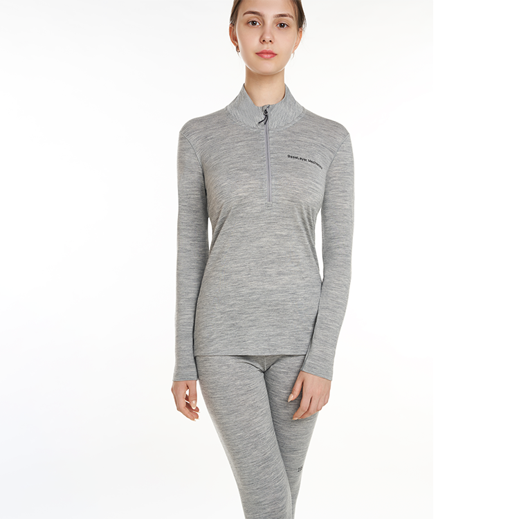 SANQIANG Ready To Ship 100%Merino Wool Women's Long-Sleeve Half-Zip Long-Sleeve Inner Wear Womens Thermal Underwear In Stock