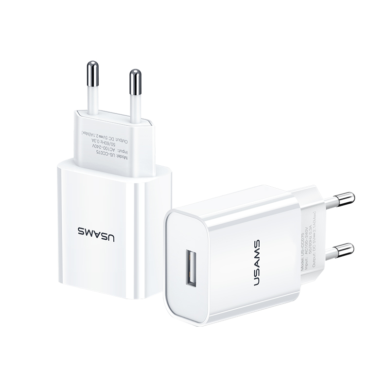 USAMS Лидер продаж дешевая цена CC075 один USB 5V 2.1A универсальное настенное зарядное устройство