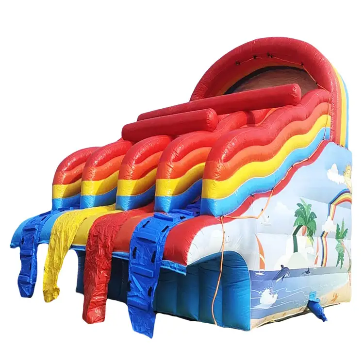Bouncer Waterpark Amusement Jumping Castles Children Equipment Slides Rainbow With Pool Outdoor Inflatable Water Slide