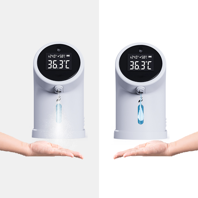 Touchless automatic 2 in 1 thermometer soap dispenser with thermometers alcohol dispenser with thermometer