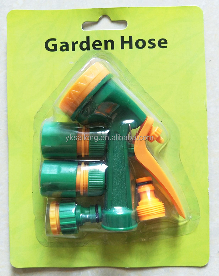 5 Patterns Plastic Garden Water Gun Set With Connectors Hose Fittings