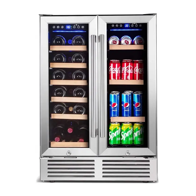 24 Inches Built In Fan Cooling Undercounter Stainless Steel Glass Door Beverage Center With ETL Approved