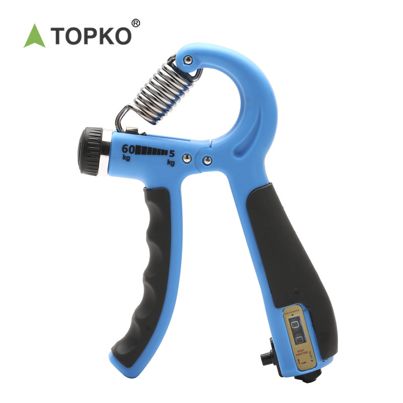 TOPKO oem fitness anti stress adjustable finger power hand exercise lifting grips strengthener exerciser device with counter