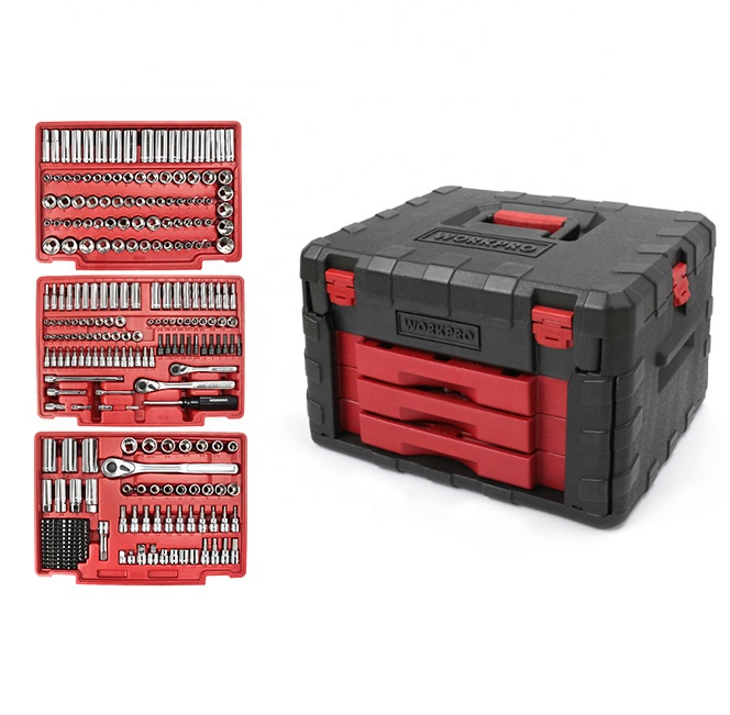WORKPRO 450PC Home Tool Set Socket Wrench Mechanic Hand Tool Set with Drawer Heavy Duty Box
