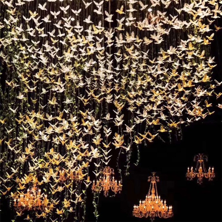 X4014 Perfect Luxury Wedding Crystals Acrylic Metal Birds Celling Hanging Decorations