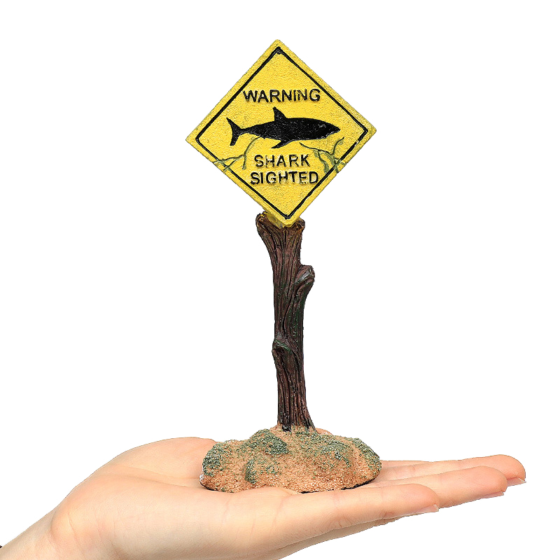 Resin Aquarium Decoration Ornaments Artificial Shark Warning Sign Landscaping Accessories for Fish Tank Aquarium Background