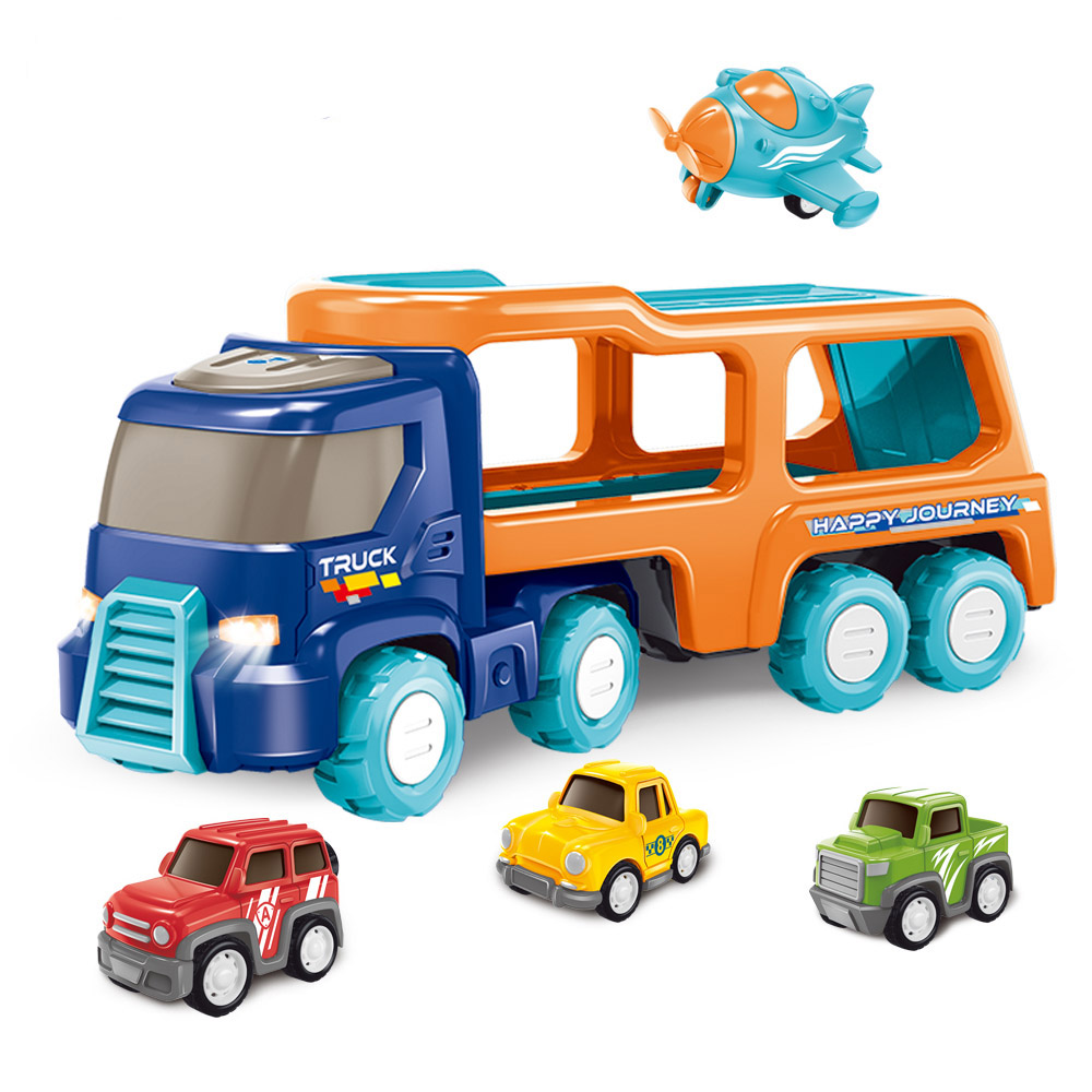 Boy Kids Toy Transport Truck Inertia Double Decker Car Toy Trailer Truck Toy with Sound And Light