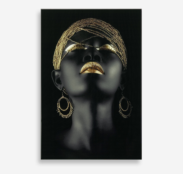 African Ancient Tribe Canvas Wall Art With Woman Oil Painting For Bedroom Decor Picture Framed Large Wall Painting