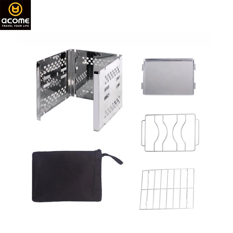 ACOME high quality bbq grills charcoal smoker portable stainless steel outdoor camping travel picnic tools