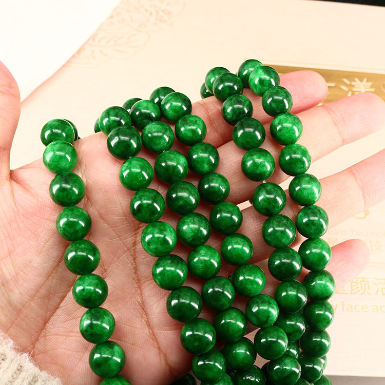 MJ3195 Natural Jadeite Gemstone Loose Beads Green Jade Stone Round Beads for Jewelry Making