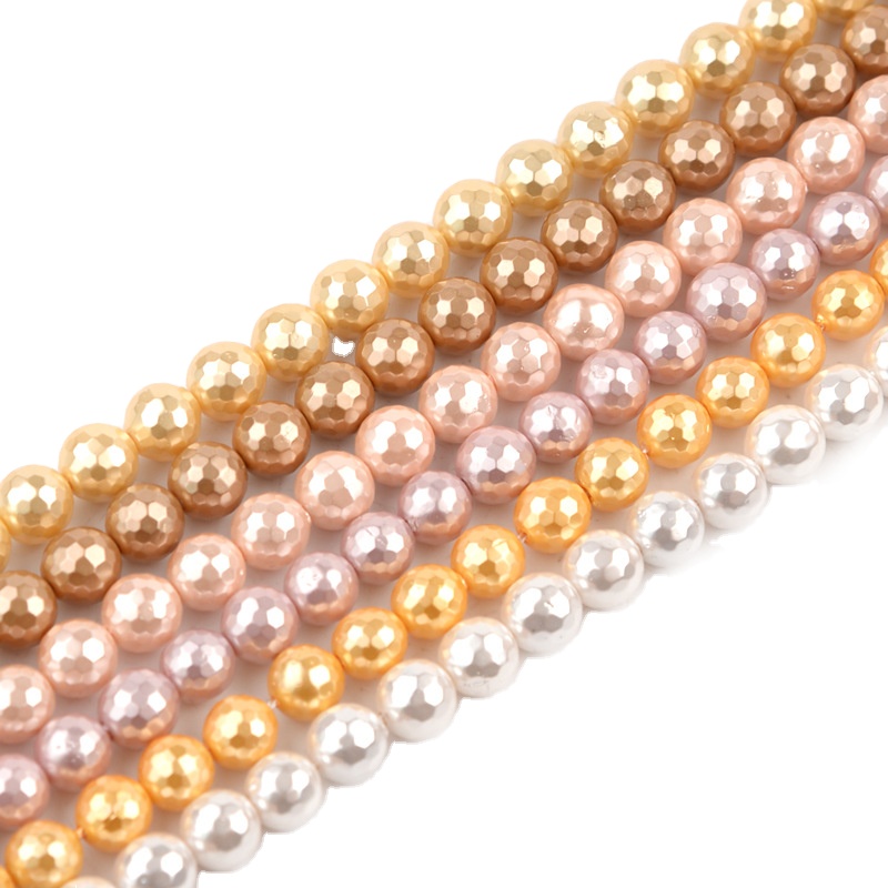 Hobbyworker 4/6/8/10/12mm Faceted Pearls Loose Beads for Diy Jewelry Making