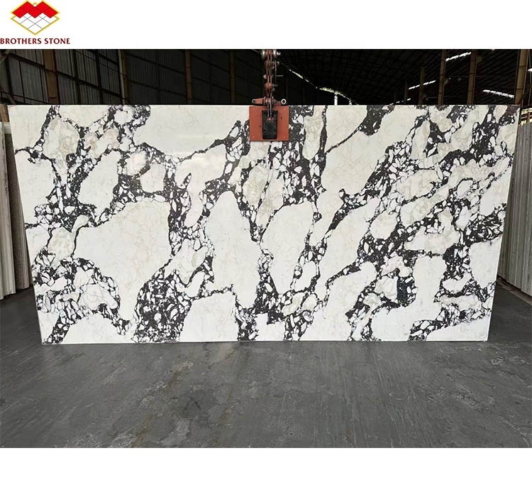 Quartz Slab Price Calacatta Bulgari Viola Quartz Artificial White Quartz Kitchen Countertops with Black Veins