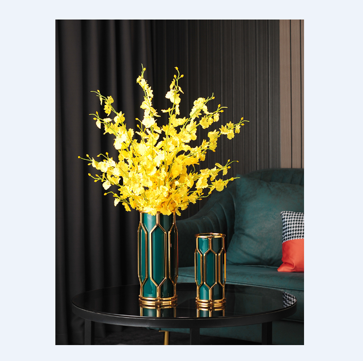 2 Size Nordic Home Ceramic Vase For Flowers Unique Flower Vase Decoration Gold Wedding Metal Plant Vase