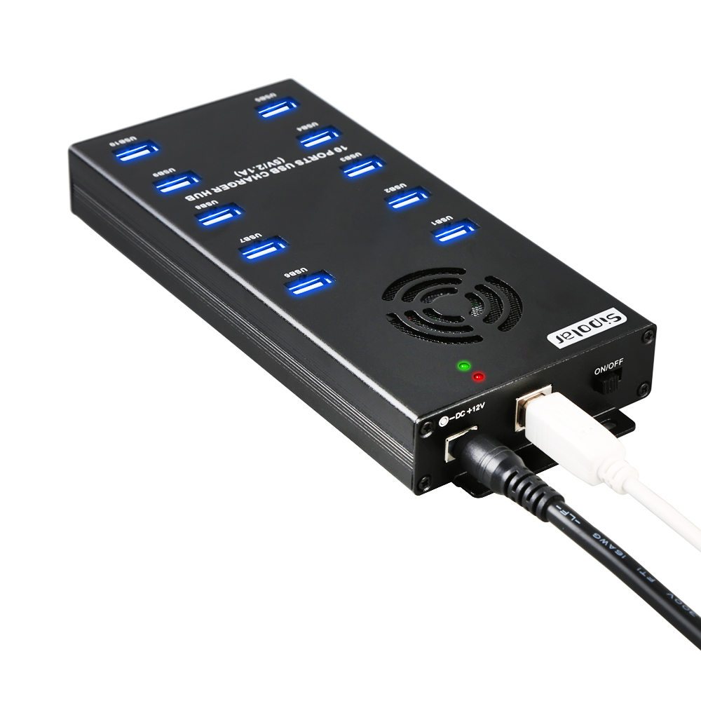 Металлический прочный корпус USB зарядное устройство работает 120 Вт блок питания 10-портовый usb-хаб для Macbook,Mac Pro,IMac