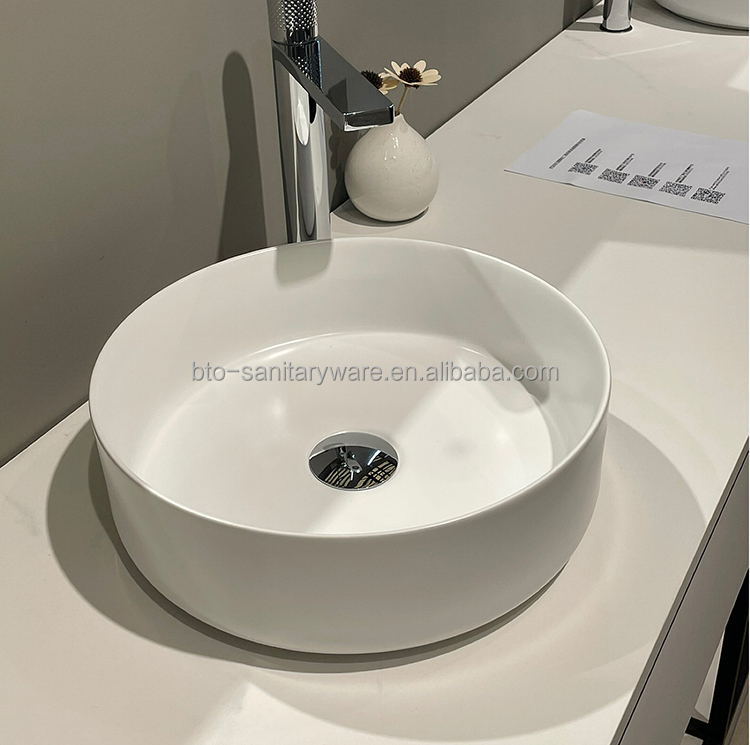 Matte Color Customized Round Hand Wash Basin Black Bathroom Sink Grey Pink European Standard Style Ceramic Wash Basin